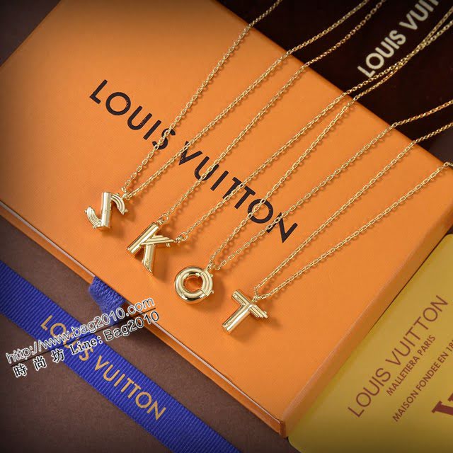 Louis Vuitton新款飾品 路易威登個性字母項鏈 LV簡約金色字母鎖骨鏈  zglv2171